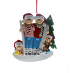 Skiing Family Christmas tree ornament - 4 people