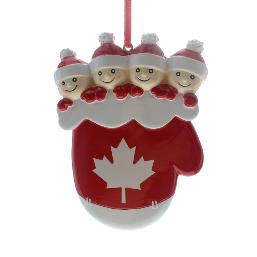 Canadian mitten family tree ornament - 4 people