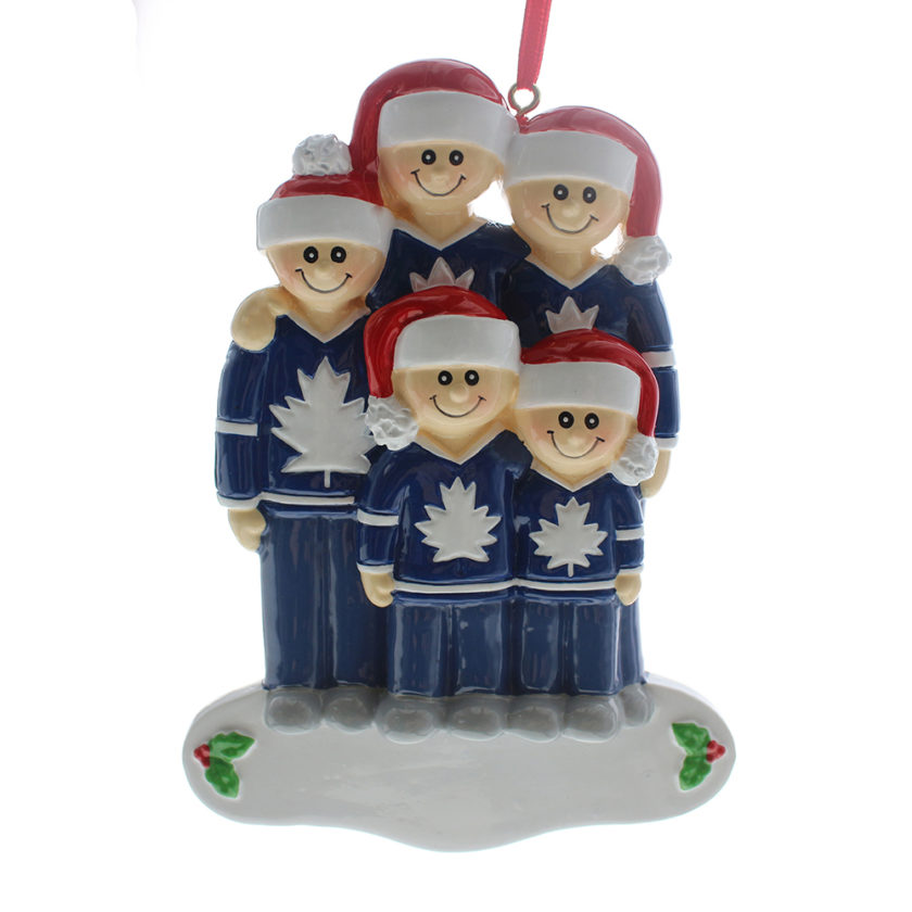 Maple Leaf Family tree ornament - 5 people