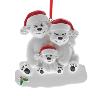 Polar Bear Family tree ornament - 3 people