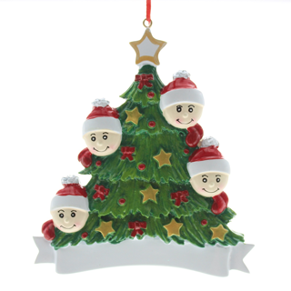 Christmas tree family tree ornament - 4 people